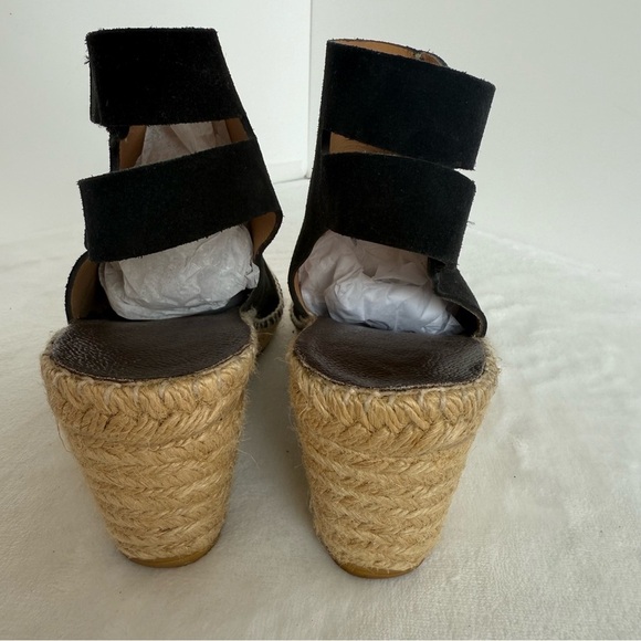 Black Suede Wedge Sandals - Picture 4 of 7